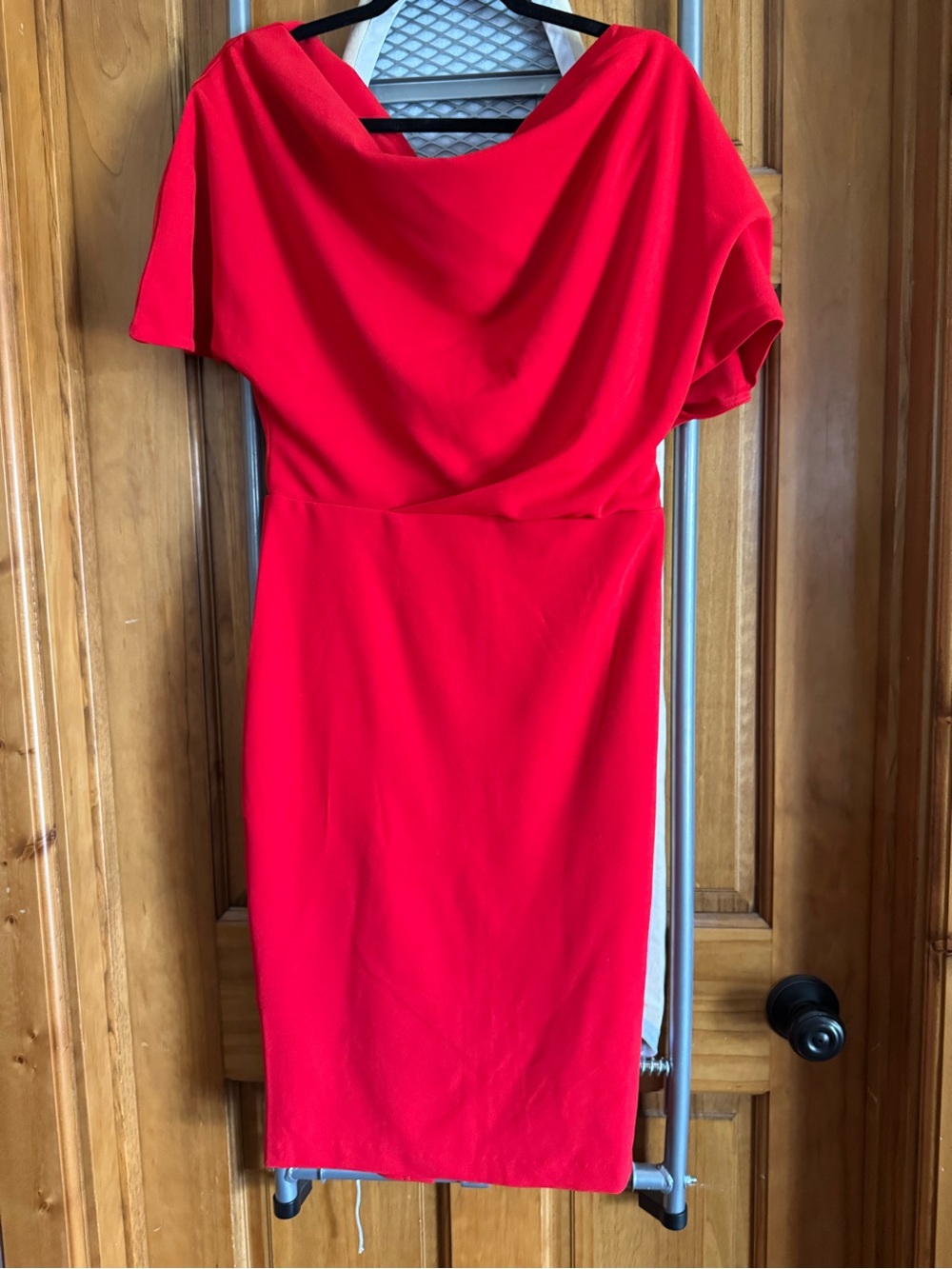 Alexia Admor Bright Red Cowl Neck Midi Dress